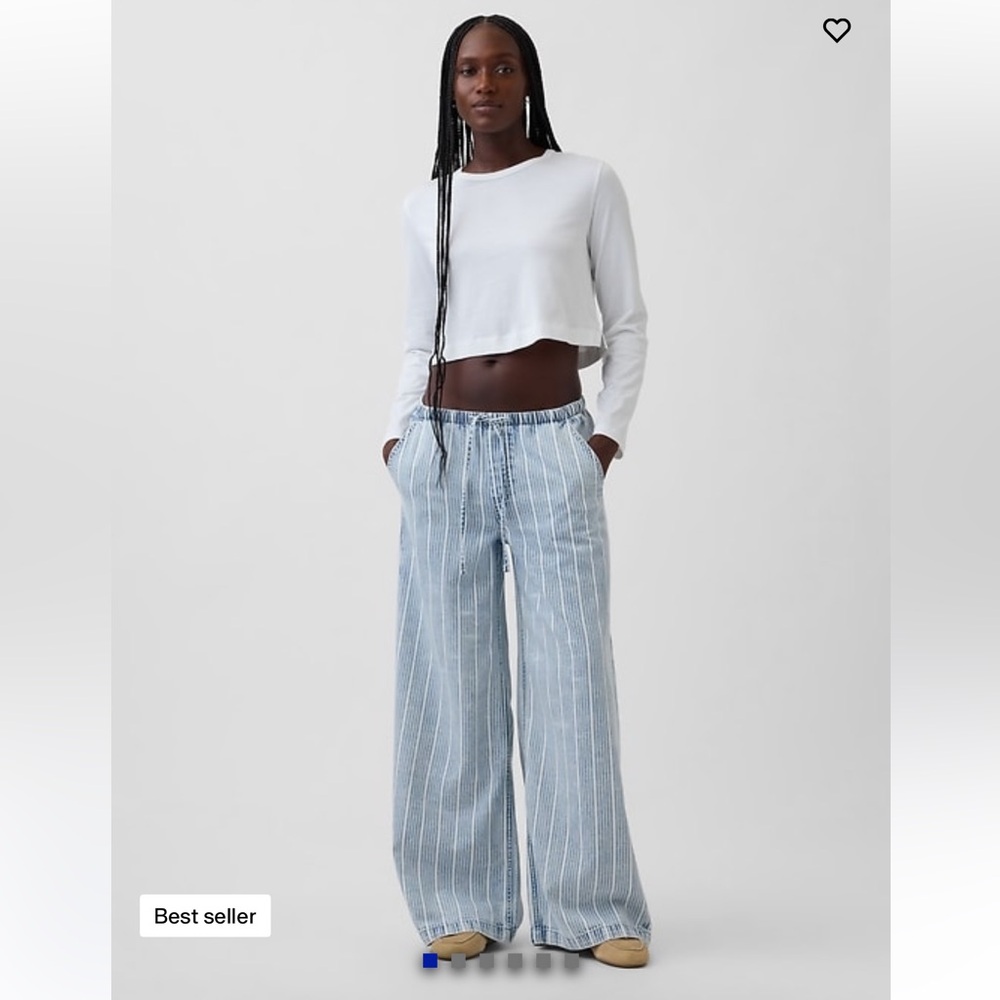 GAP Blue and White Striped Drawstring Pants